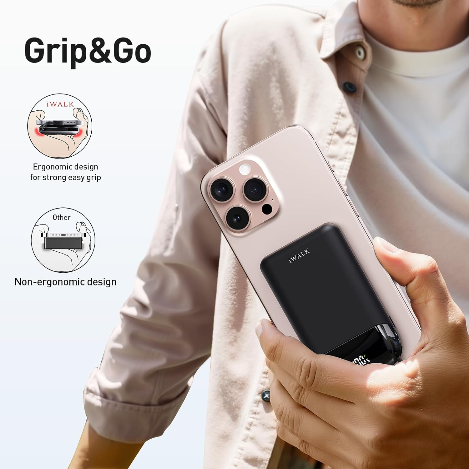 Iwalk 10,000Mah Magnetic Portable Charger, Wireless Mini Power Bank,40W Max Fast Charging Battery Pack with Built-In USB-C Cable Compatible with Iphone 16/15 Series, Airpods, Samsung S25 Series,Black