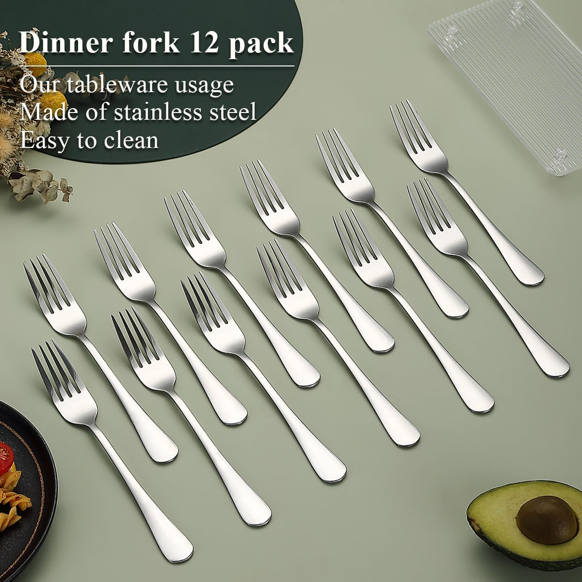 Evanda Dinner Fork 12 Pieces, Stainless Steel 20.5Cm Forks, Cake Forks, Table Forks,Dessert Forks, Easy to Clean, Dishwasher Safe image number 4