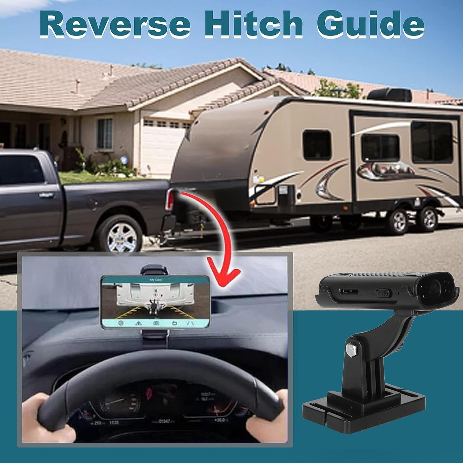 Cryfokt Reverse Hitch Guide Camera, 150&deg; Wide Angle, Wireless Backup Hitch Camera HD for Rv/Truck image number 5