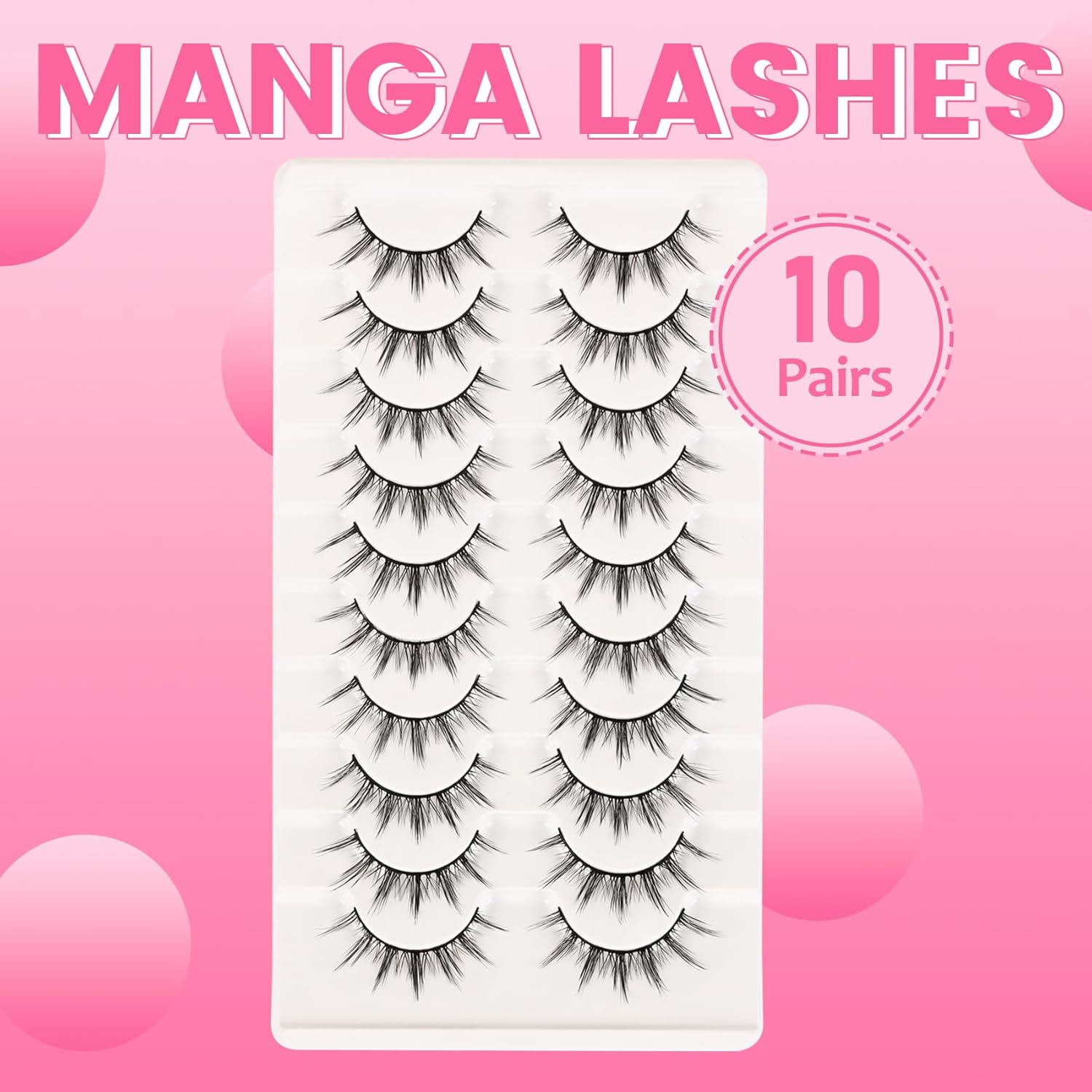 Losha Eyelashes Sleeve Fluffy Faux Mink Lashes Natural Look 10 Pairs Asian False Eyelashes Pack Look like Individual Groups 10 Count (Pack of 1) Black image number 4
