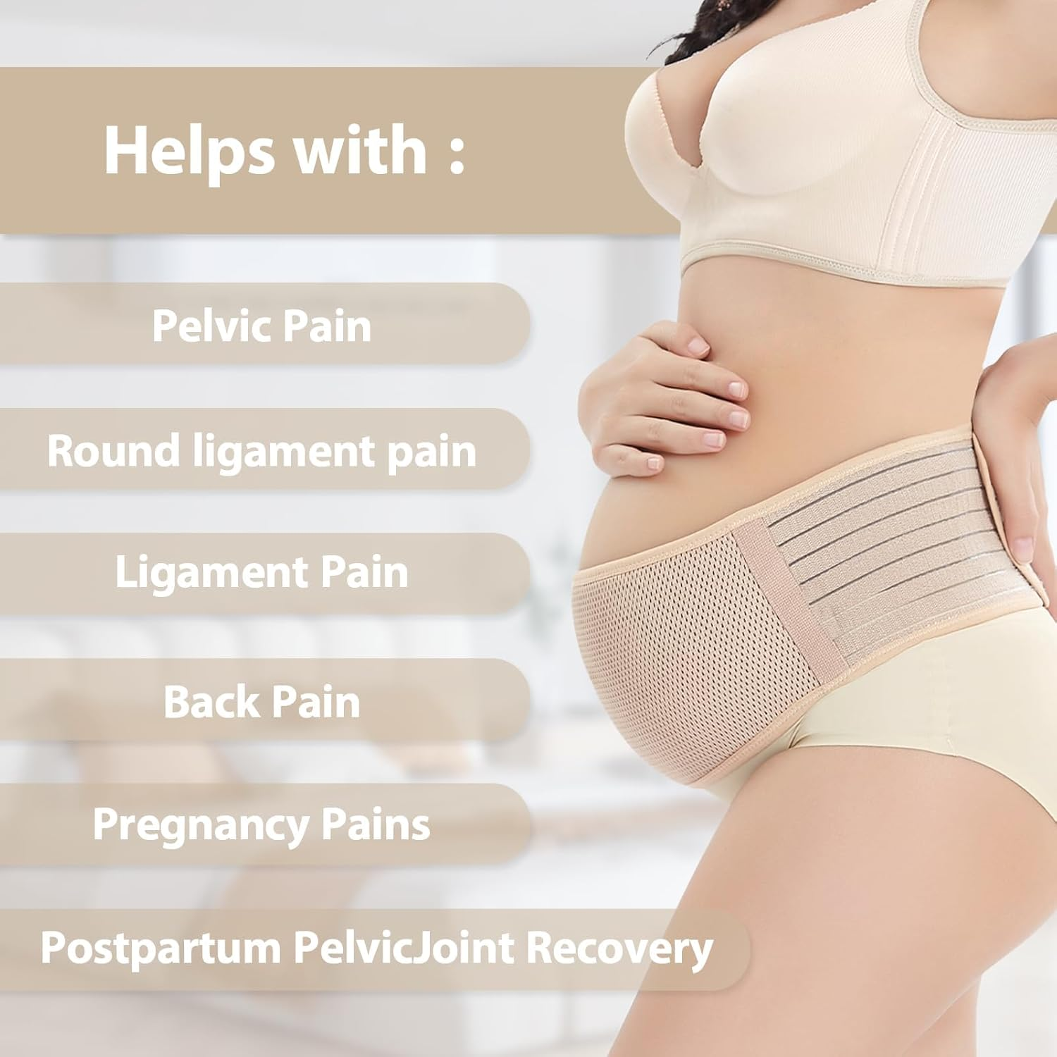 Maternity Belly Support Band, Breathable Mesh, Gentle Compression, Ultra Soft, Pain Relief- Pregnancy Must Haves image number 6