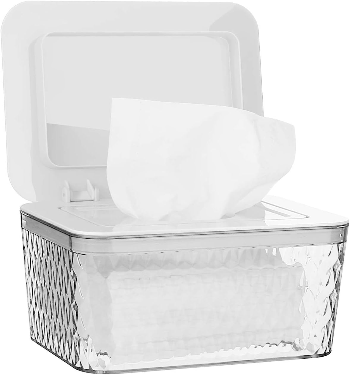 BDZBREN Wipes Holders, Dustproof Large Capacity Wipes Dispenser Box Case with Lid Keep Diaper Wipes Fresh (White)