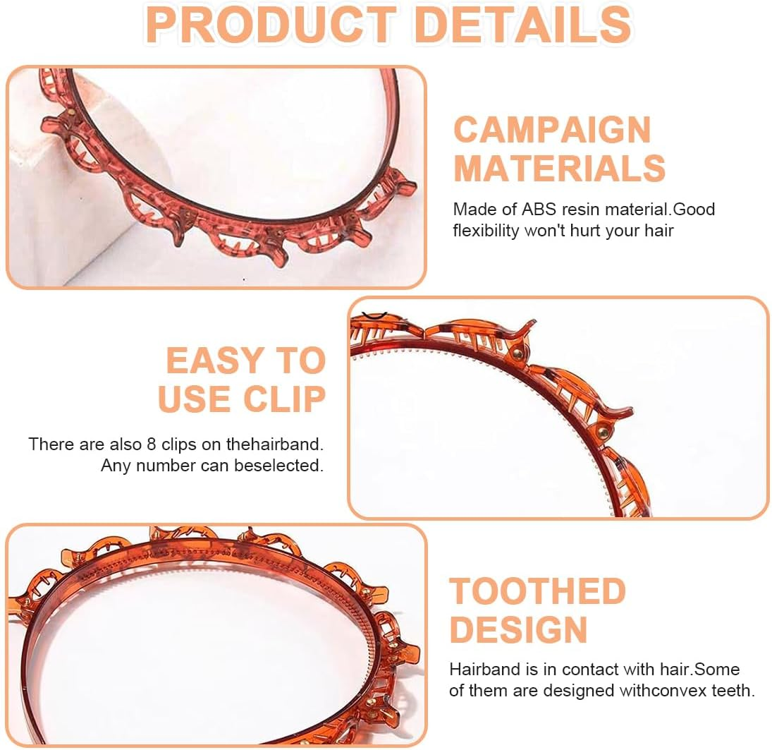 GGUFAY - 2 Headbands with Clips - Black and Brown - Multifunctional for Sports, Make-Up, Leisure and Everyday Use - Ideal for Frontal Hair and Princesses - Hairstyles image number 3