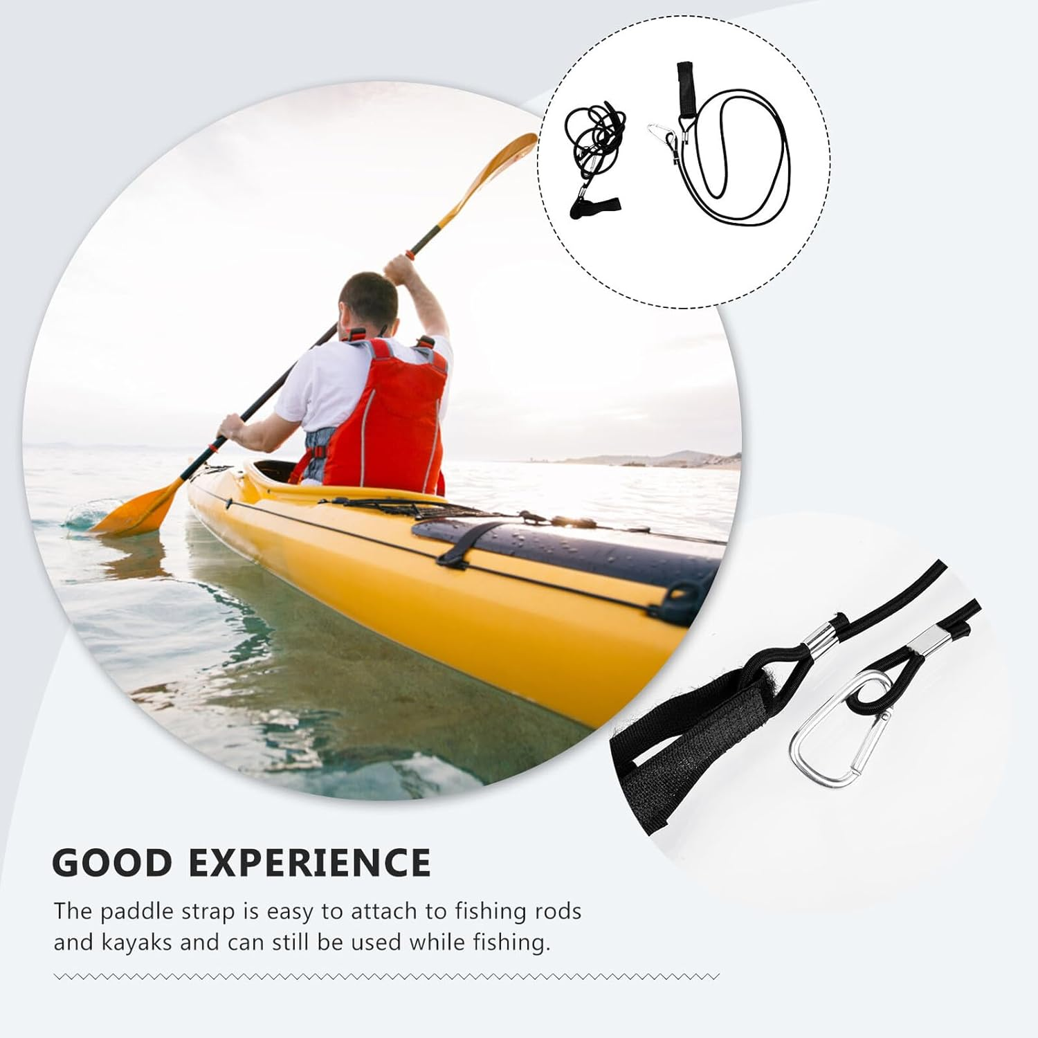 Abaodam Kayak Paddle Tie Leash Stretchable Safety Lanyard Strap Outdoor Elastic Kayaking Fixed Strap for Paddle Security and Luggage Fastening image number 1
