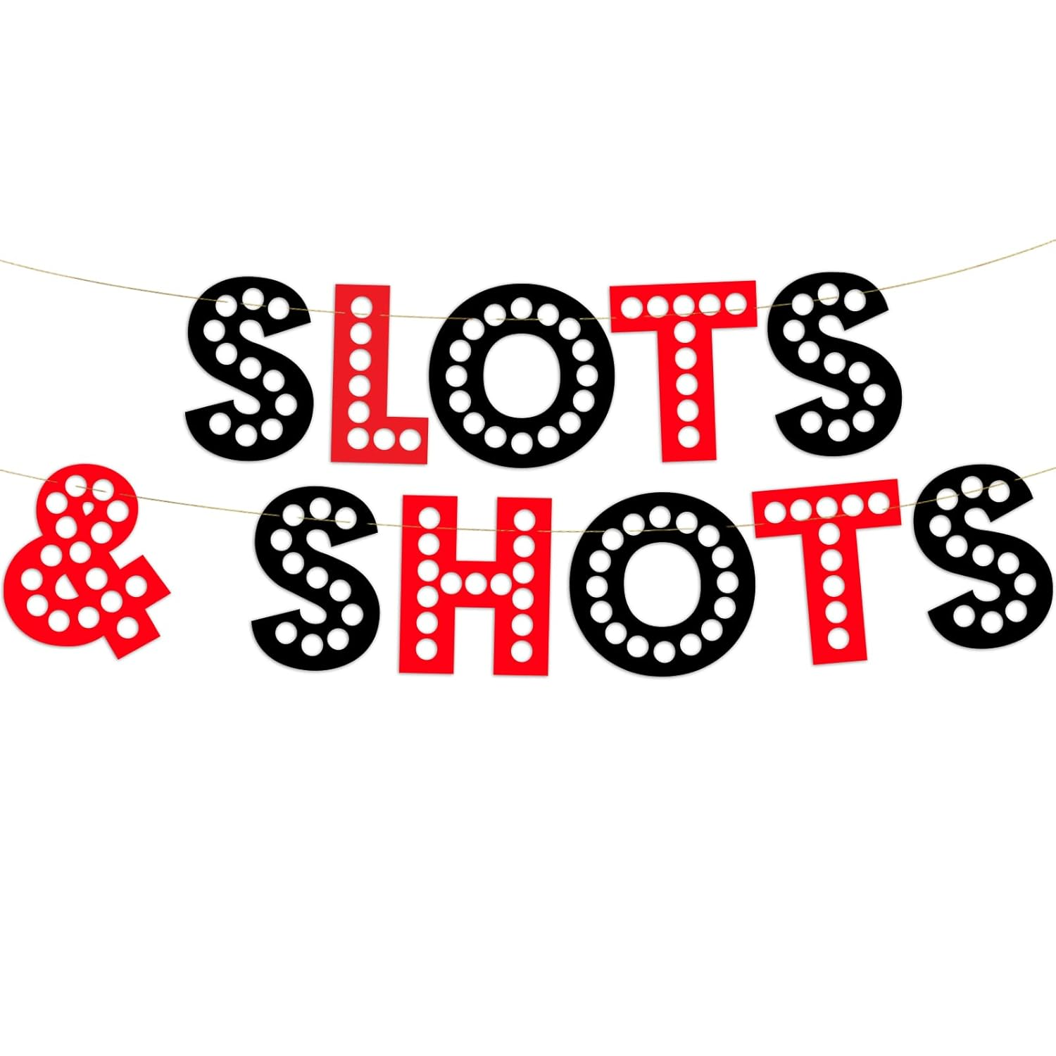 Casino Themed Glitter Banner &ndash; Las Vegas Birthday and Bachelorette Party Decorations &ndash; Poker Party Garland, Favors and Supplies