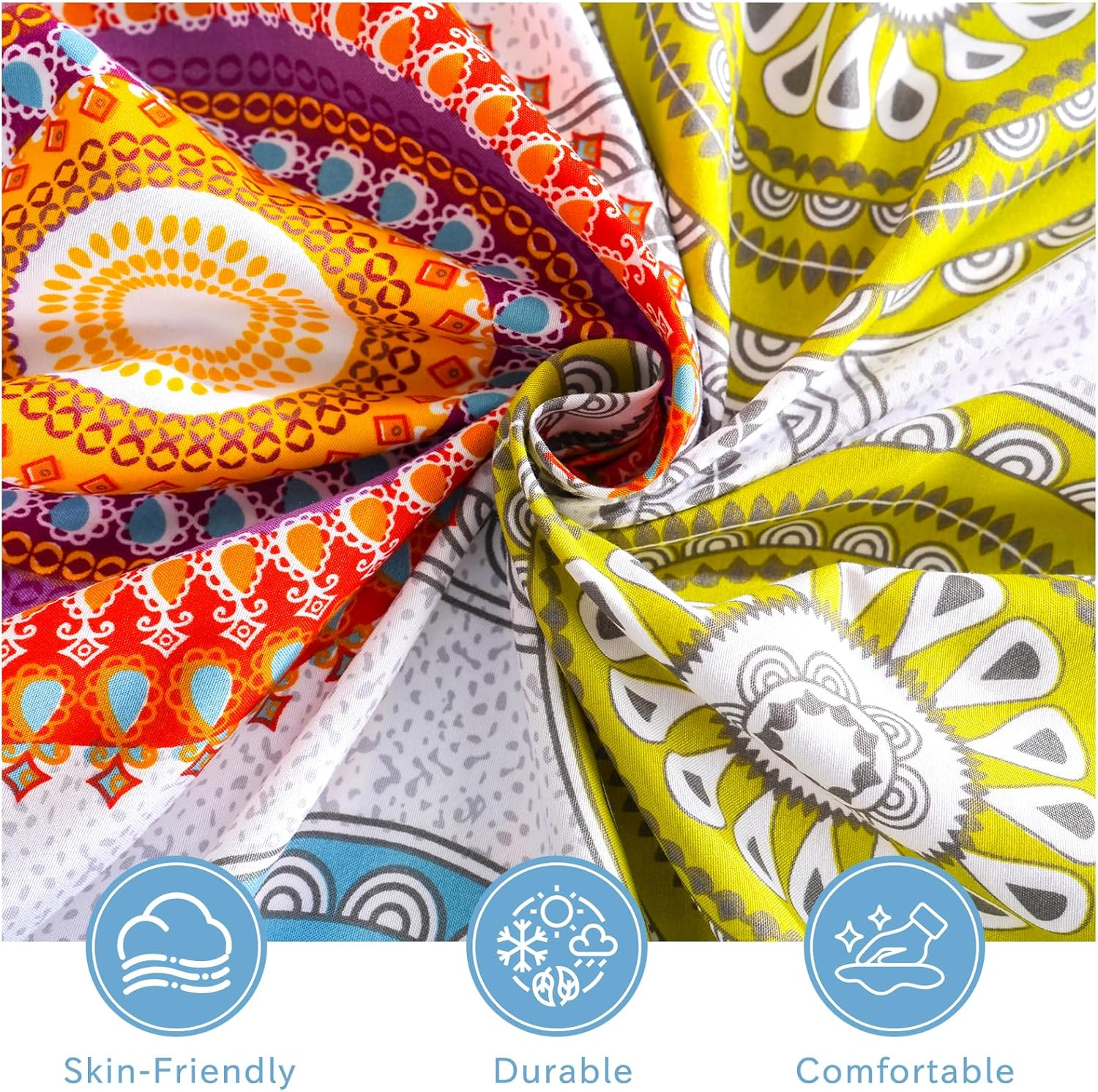 Bedlifes King Size Extra Deep Pocket Sheet Sets - Fits Mattresses up to 18-24" Thick, 4-Piece Microfiber Set with 1800 Thread Count, Soft, Smooth, Breathable, Featuring Mandala Patterned image number 3