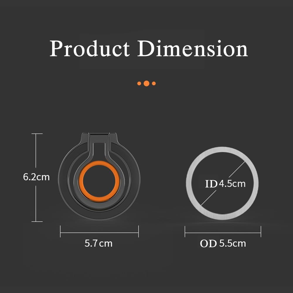 Frafuo Magnetic Phone Ring Holder-Mag Iphone Ring Stand for Mag-Safe-360&deg; Rotatable Magnetic Phone Finger Ring Grip-Compatible with Iphone 15 14 13 12, All Smartphone, Mag-Safe Accessories, Black image number 4