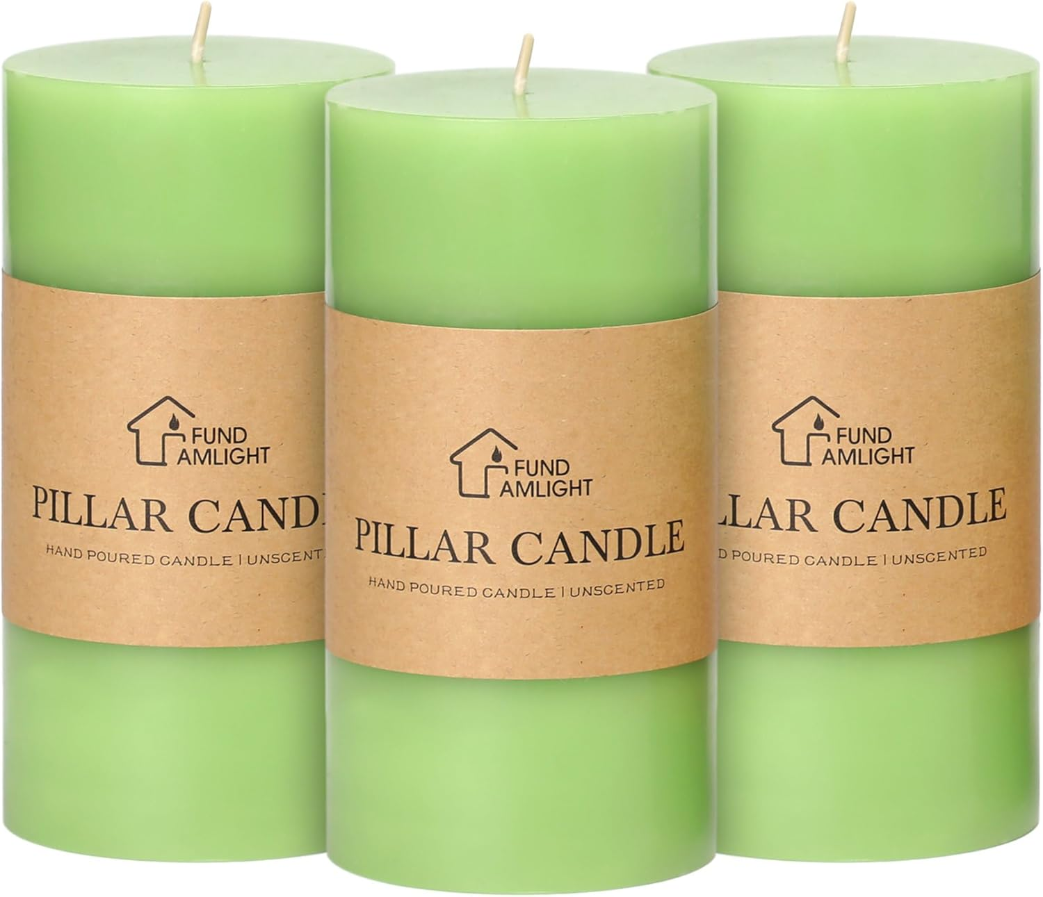 3X4 Inch Yellow Pillar Candles Set of 3 - Decorative Unscented Pillar Candle, Long Burning Dripless Candle for Table Decor, Smokeless Large Pillar Candles for Wedding Table Decor