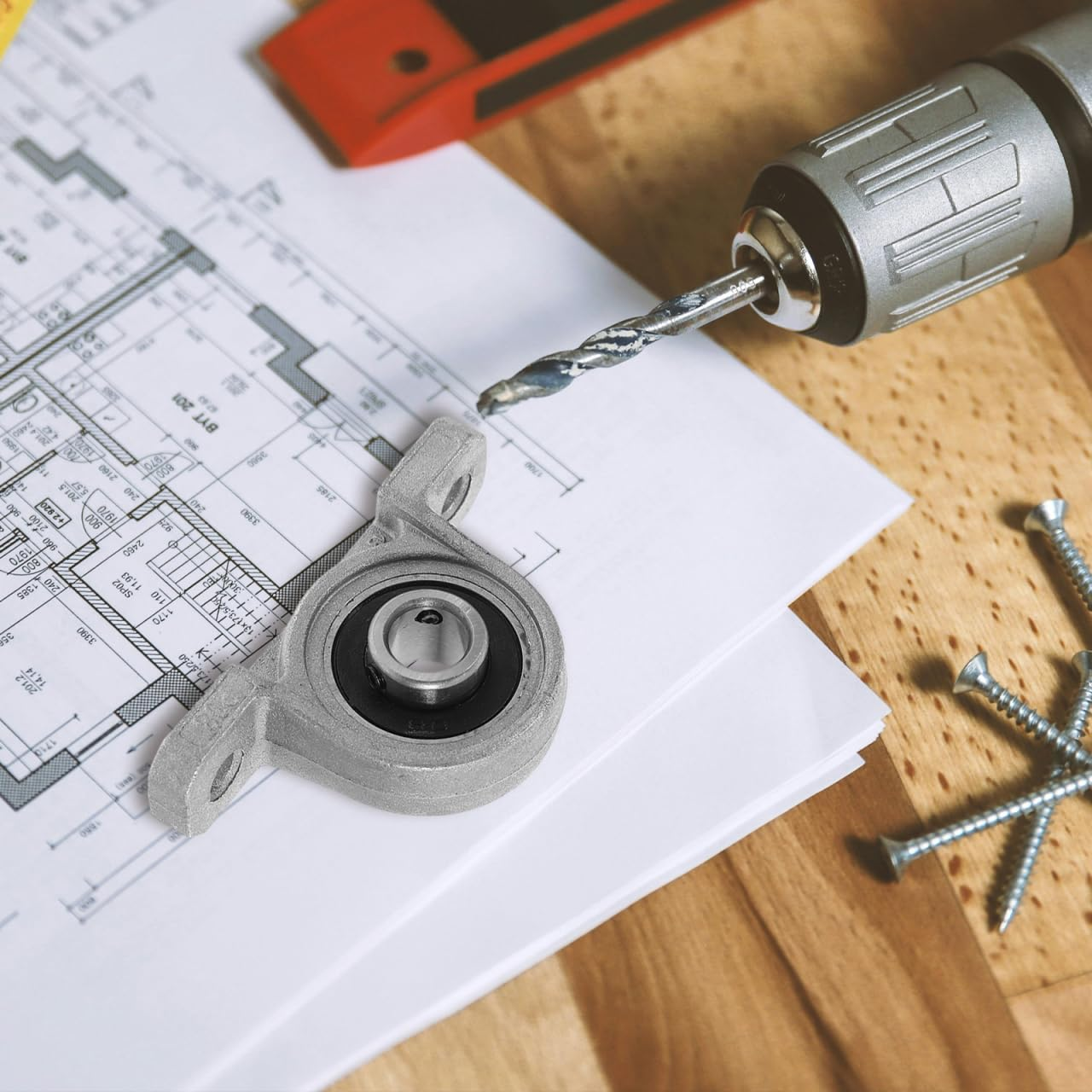 SOLUSTRE 4Pcs Self Aligning Pillow Block Bearings Zinc Alloy Compact Fixed Support Center Support for Shaft Rod Efficient image number 3