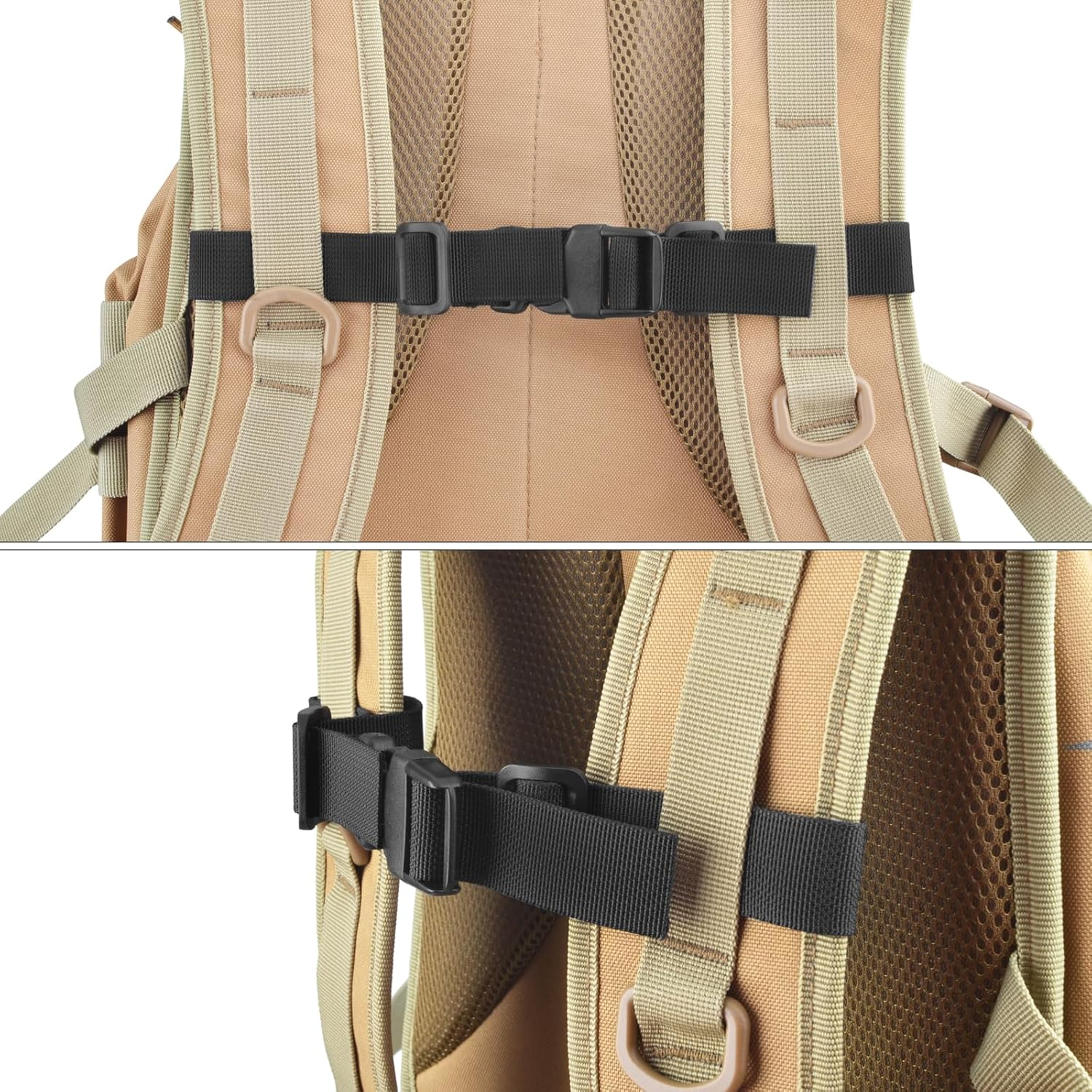 TRIWONDER Chest Strap for School Backpack, Packing Strap with Quick Release Backpack Straps Backpack Strap for Tactical Waist Bags, Outdoor, Travel, School Bag (Black-2 Pack) - Black - 4 Pack image number 3