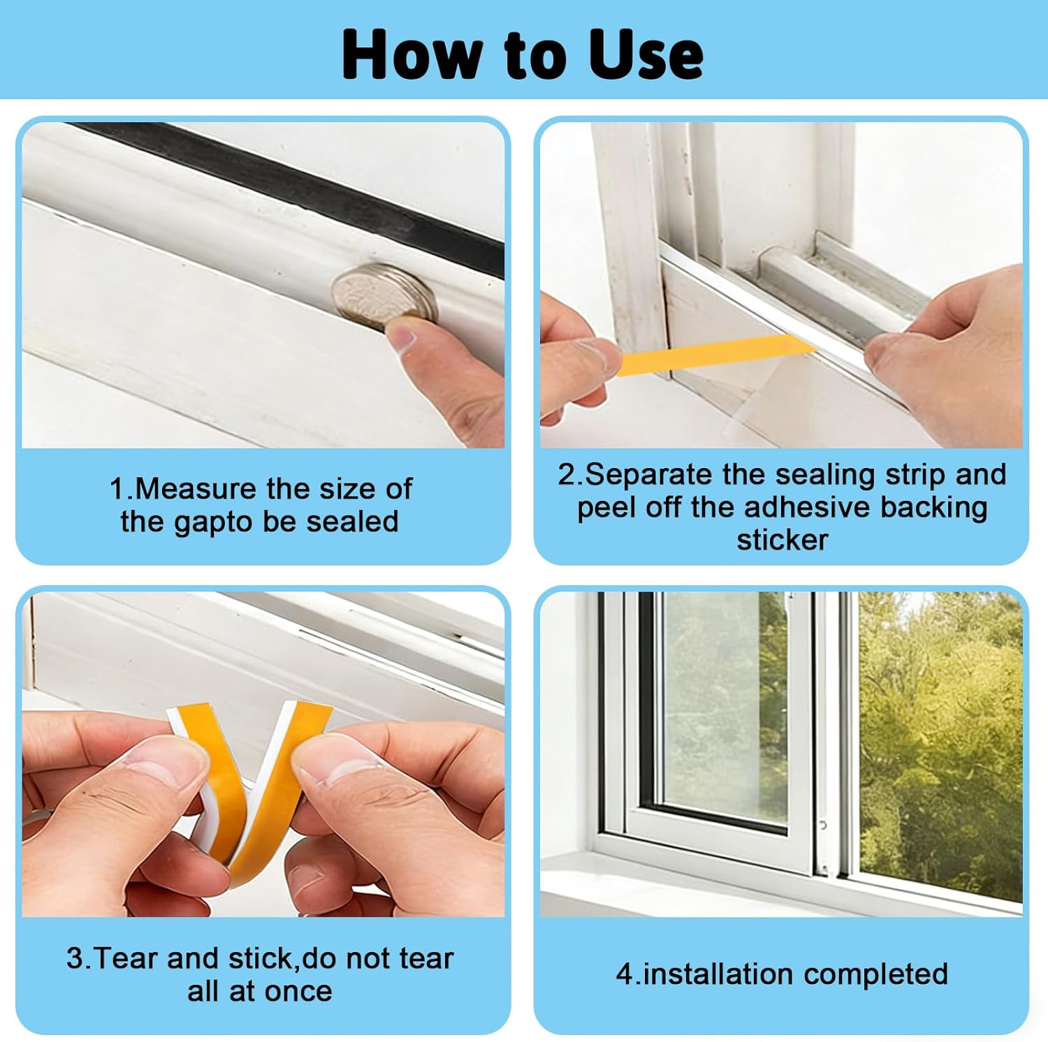 Weather Stripping Tape - 20Ft Self - Adhesive Door & Window Seal Strip, Rubber Foam Draught Excluder, anti - Collision Sound Insulation (Brown) image number 5