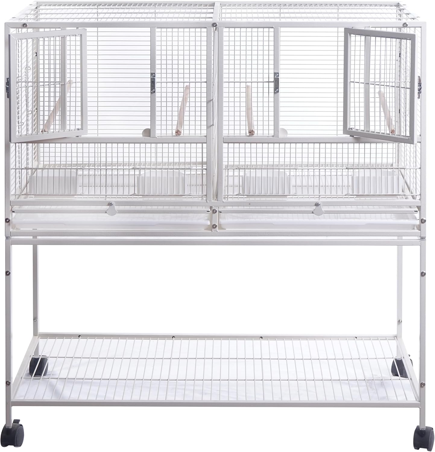 YES4PETS White Breeding Bird Budgies Aviary Cage Shelf Lockable Wheels image number 3