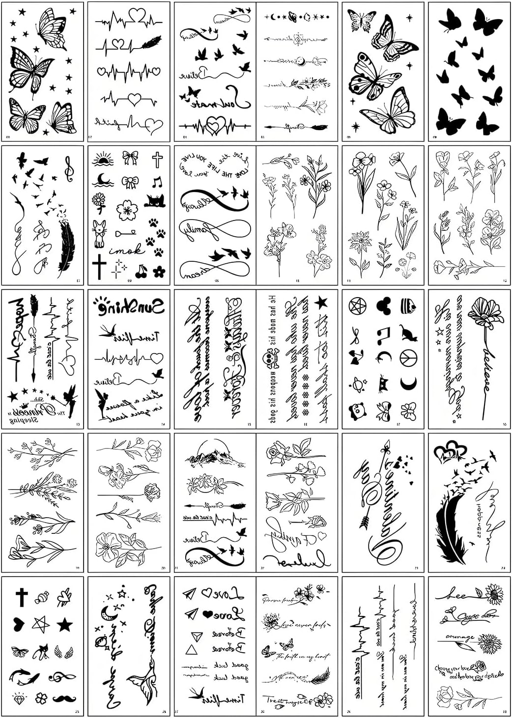 TORMEN 30 Sheets Temporary Tattoos, Butterfly Style Temporary Tattoos&ndash; Waterproof, Realistic & Long-Lasting Fake Tattoos for Kids, Adults, Parties & Festivals (Butterfly Style-B)