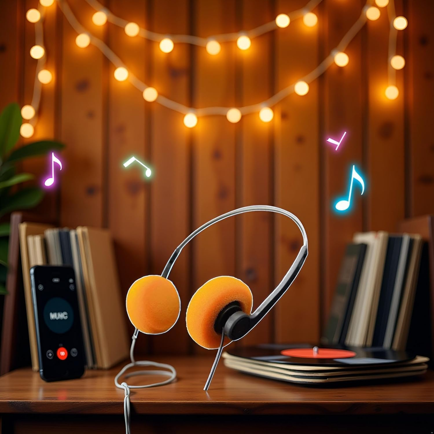 Orange Retro Over-Ear Headphones,Wired Stereo Headphones,Headphone,Lightweight Portable Headphone with Adjustable Headband,Electronics image number 2