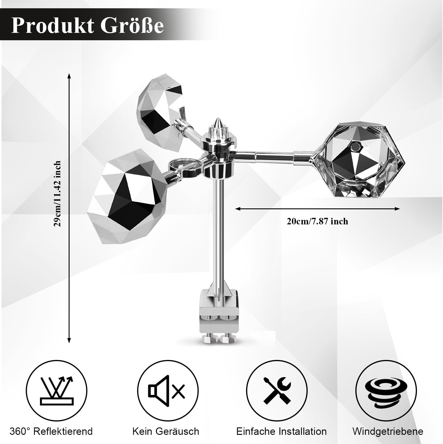 YIKEDAN Bird Deterrent for Outside, Bird Repellent Outdoor, Bird Reflectors Spinning Wind Powered Scarer Device to Keep Pigeon Possum Owl Away image number 6