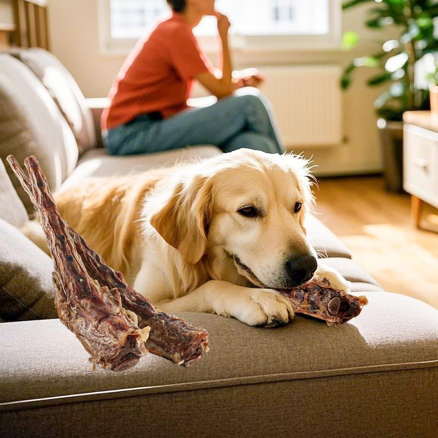 Natural Beef Tail Bones for Dogs - Long-Lasting Dental Chew, Rawhide-Free & Digestible Dog Treats,Single Ingredient Grass-Fed Beef（2 PCS）