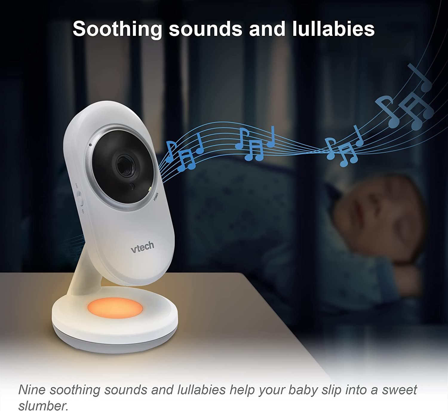 Vtech BM5250N 5'' 2-Camera Full Colour Video Baby Monitor with Night Light, 2-Way Talk, Soothing Sounds, Room Temperature Monitor, up to 17 Hours Battery Life image number 5