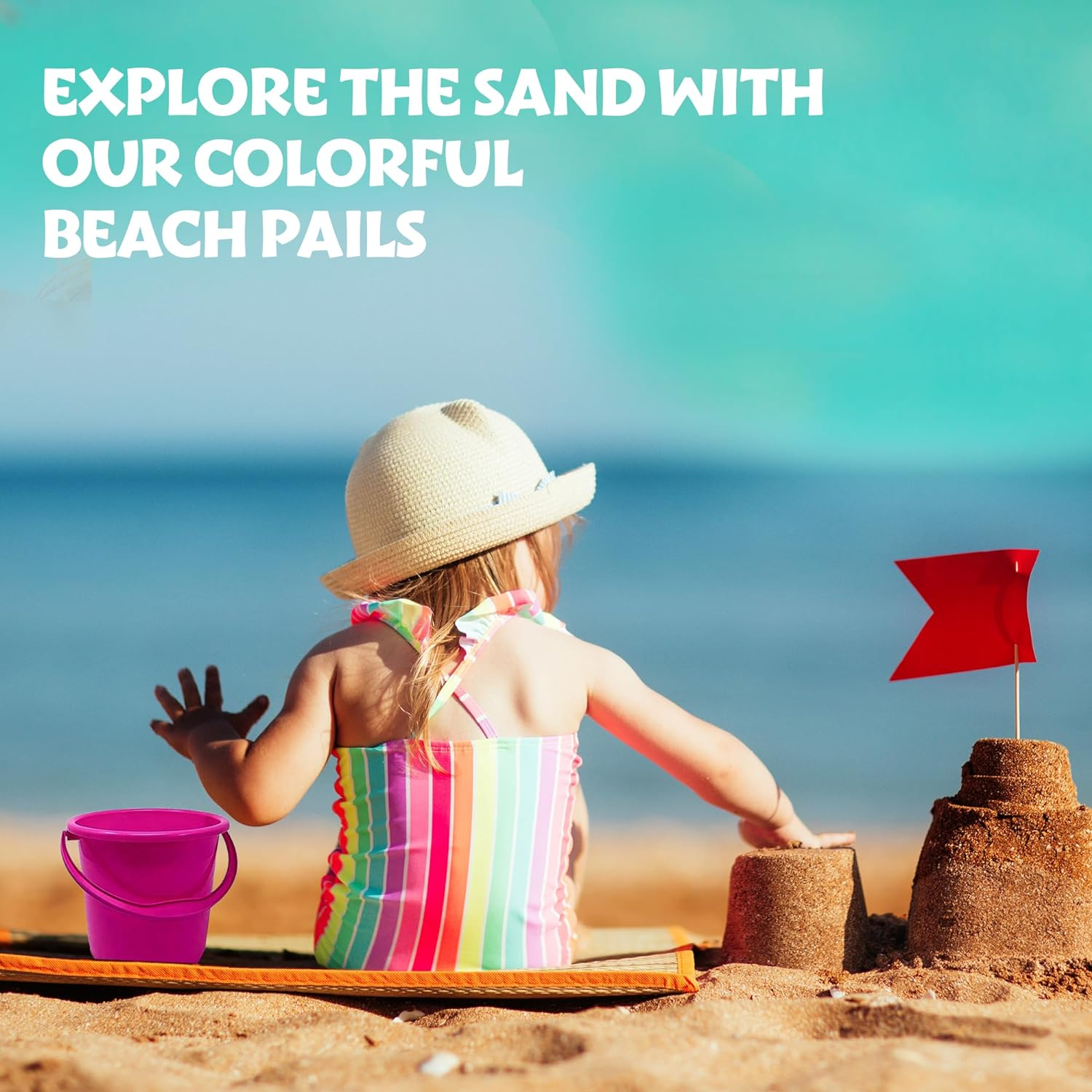 12 Pack Beach Pails Sand Buckets - Pails and Buckets for Kids - Beach Toys Use for Sand Molds & Castles - Buckets with Handles for Beach & Pool image number 3