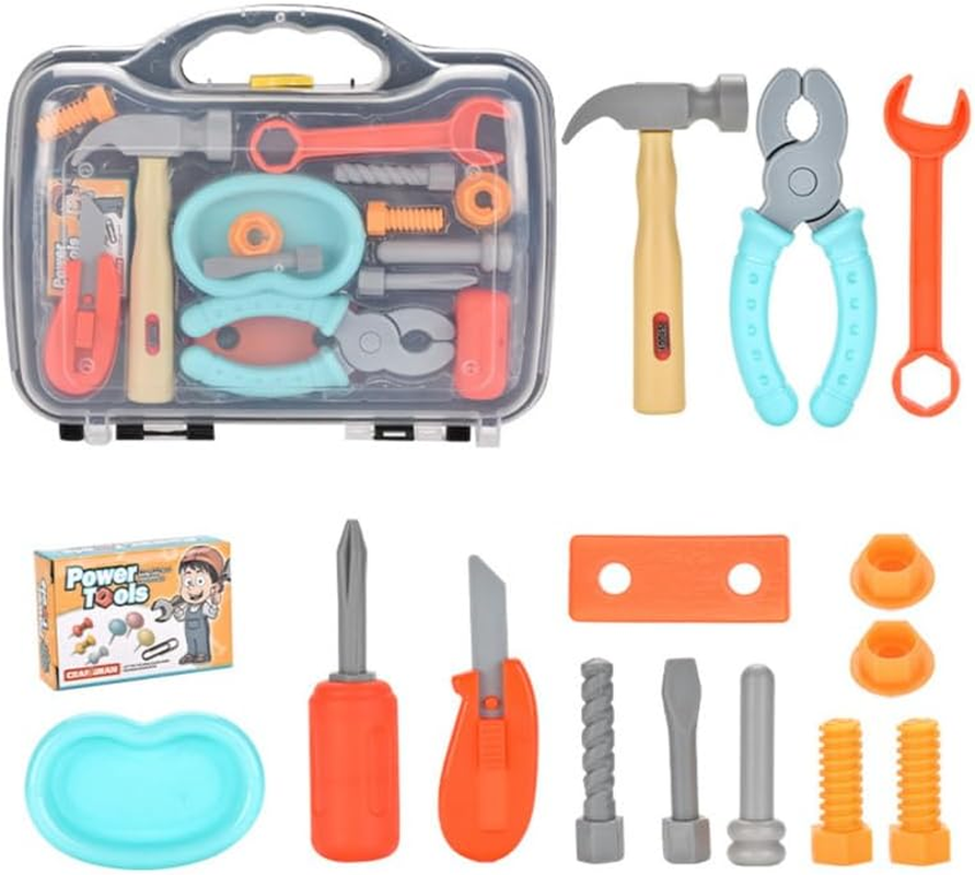Vaguelly Toddler Tool Set - Montessori Screwdriver Kit for Kids, Pretend Play Repair Toolbox with Assorted Plastic Tools, Portable Design for Easy Keeping and Carrying, Educational Toy for Kids