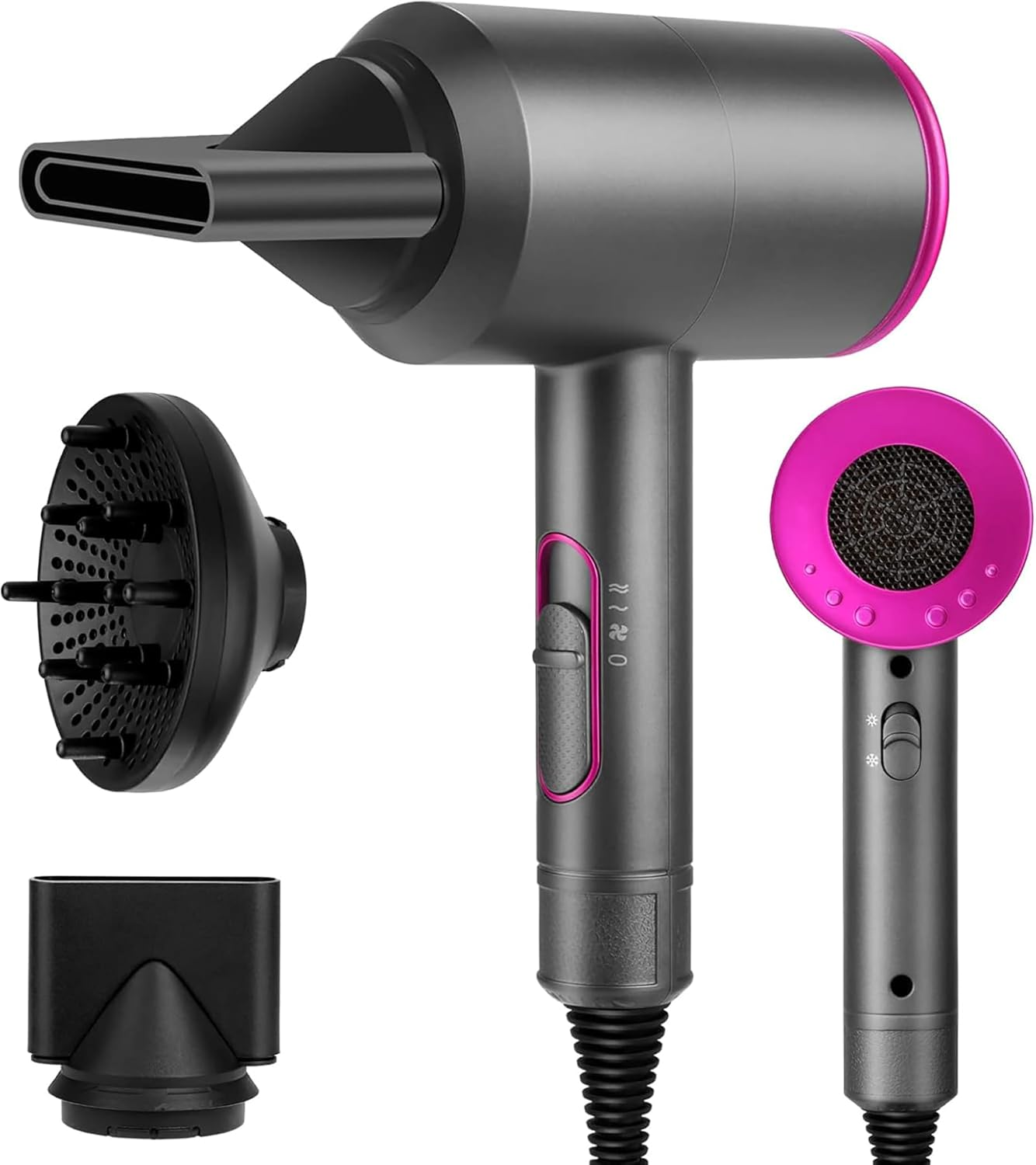 1800W Professional Salon Hair Dryers, Mankami Fast Drying Blow Dryer Negative Ion Technology AC Motor Heat Hot and Cold Hairdryer with 1 Diffuser and 2 Concentrator Nozzles, AU Plug image number 3
