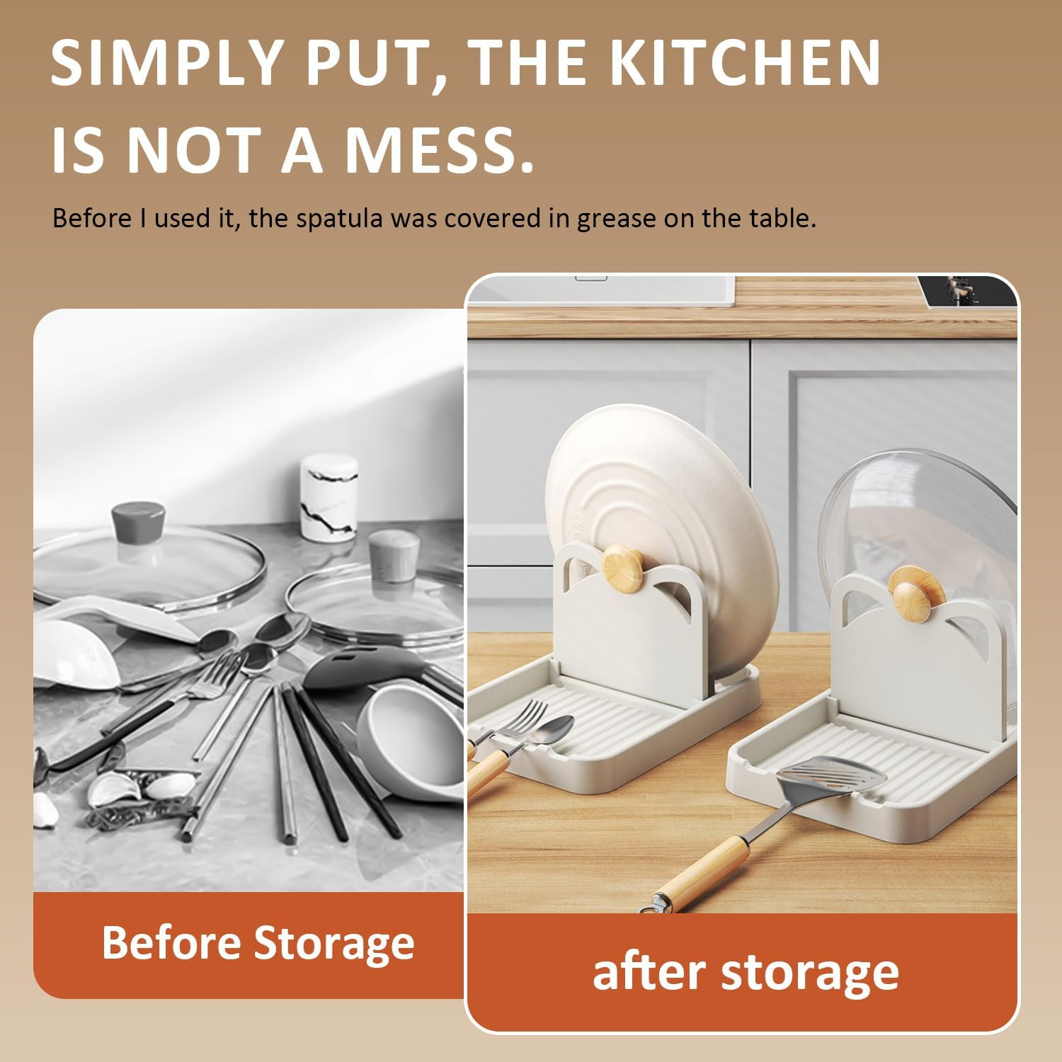 TORMEN Spoon Rest with Lid Holder, Foldable Kitchen Utensil Rest for Countertop, Heat-Resistant and Non-Slip Spoon Holder for Spatula, Ladle, Pot Lid, Cooking Accessories image number 2