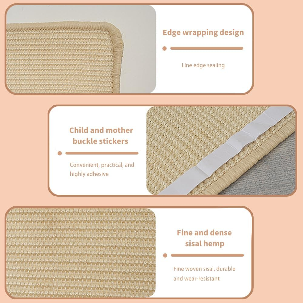 GIGIIS Pack of 2 Cat Scratching Mat, 50 X 25 Cm, Cat Scratching Mat, Self-Adhesive Scratching Mat, Cat Sisal Scratching Board, Wall Cat for Protects Furniture, Sofa, Door image number 2