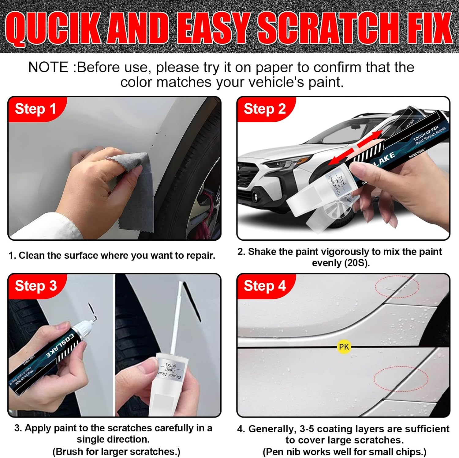 Car Touch up Paint(Magnetite Gray Metallic(P8Y)) for SUBARU, Car Paint Scratch Repair Kit, Quick & Easy Solution to Repair, 2 in 1 Scratch Remover Pen with Color-Matched image number 1