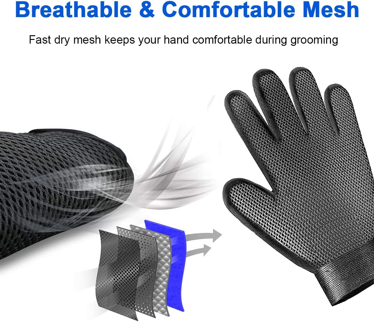 Ruayia Glove Grooming, Pet Brush Glove, Brushes Grooming Dog Brush Cat Brush, Massage Glove Fur Brush for Dogs Cats (Blue) image number 3