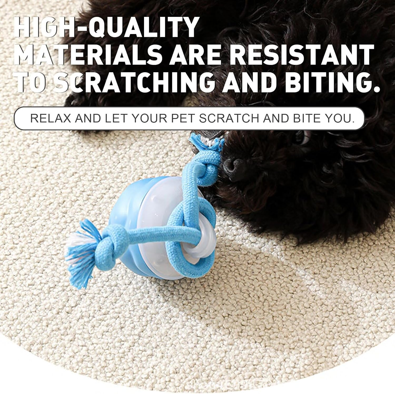 Interactive Dog Toy - Automatic Moving Dog Chew Ball Durable Puppy Chew Toy Release Energy Relieve Boredom Suitable for All Types of Dogs USB Rechargeable Used for Puppy Daily Training Blue image number 1