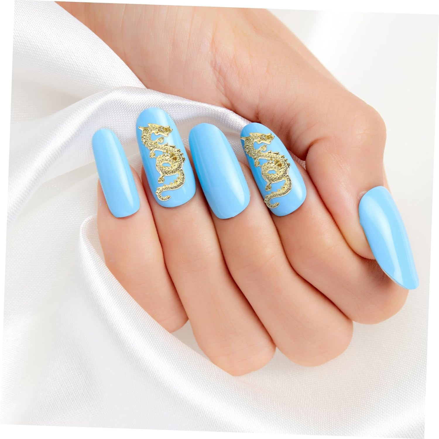 Nail Art Charms Small Gold Dragon Design 10Pcs Manicure Gems Nail Decoration Supplies for Women Christmas DIY - Silver image number 4