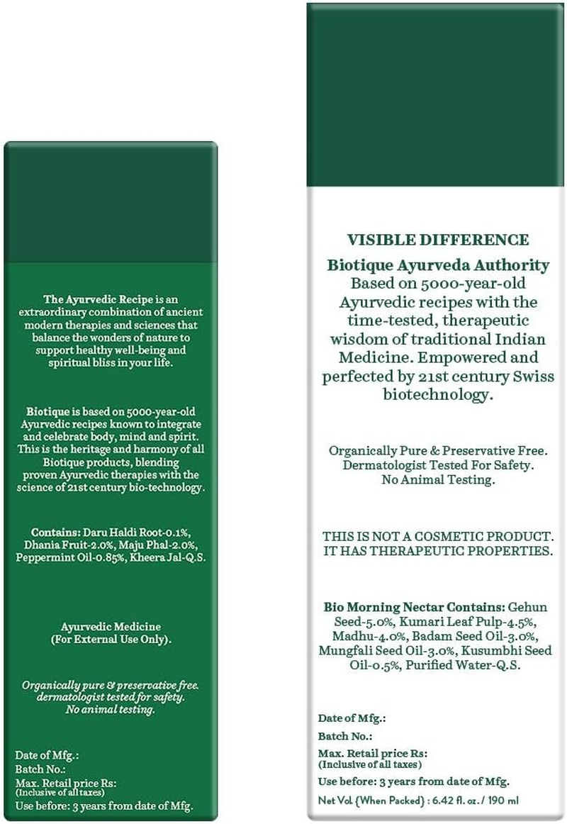 Biotique Bio Cucumber Pore Tightening Toner, 120Ml and Biotique Morning Nectar Flawless Skin Lotion for All Skin Types, 190Ml (Pack of 2) image number 3