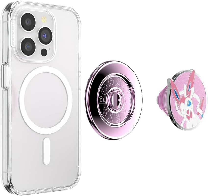 Popsockets Popgrip for Magsafe, Magnetic Phone Grip & Stand, Swappable Top, Secure Grip for Iphone Magsafe Cases, Kickstand for Hands-Free Viewing, Wireless Charging Compatible - Enamel Sylveon Wink image number 3