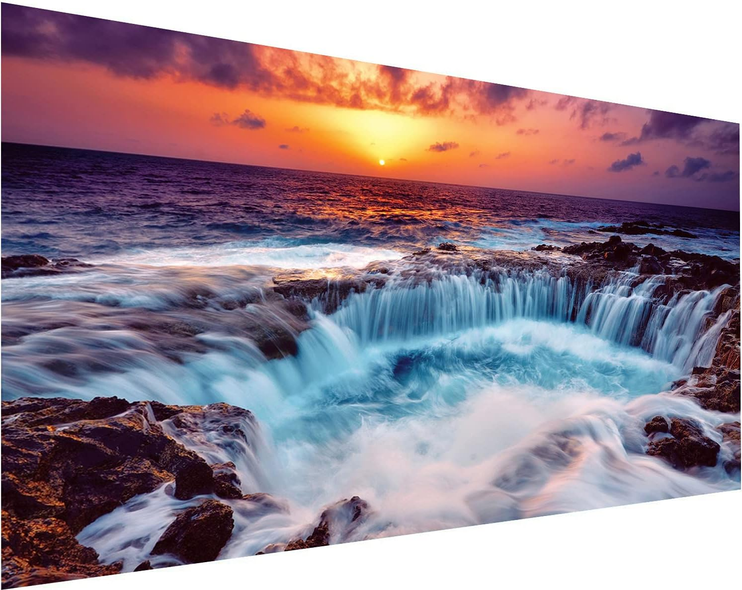 JATOK Diamond Painting Kits for Adults, DIY 5D Diamond Painting Paint Large Sunset Waterfall (35.5X15.7Inch) by Number with Gem Art Drill Diamond Painting Kits for Kids for Home Wall D&eacute;cor, Gifts