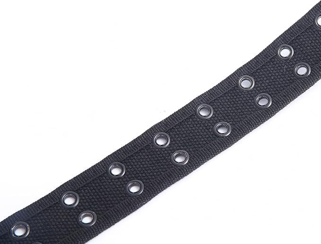 Grommet Canvas Belts Two-Hole Jeans Vintage Buckle Punk Belts for Men and Women image number 6