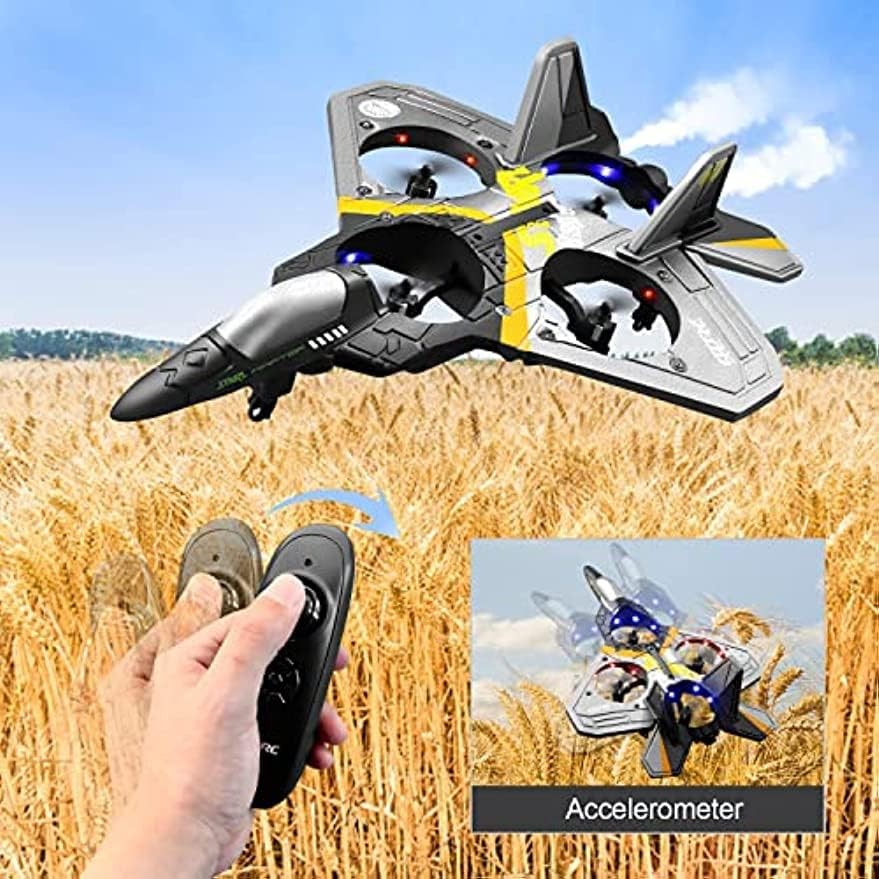 Remote Control Plane 2.4Ghz Foam RC Airplanes Helicopter Quadcopter for Adults Kids, Spinning Drone, Gravity Sensing,Stunt Roll, Cool Light, 2 Battery, Gifts for Kids Boys - Blue image number 5