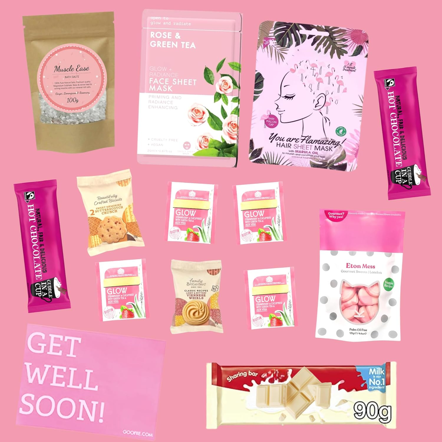 Hug in a Box Care Package for Her Pamper Gift Set for Women with Bath Salts, Masks & Food for a Relaxation Spa Day at Home. image number 1