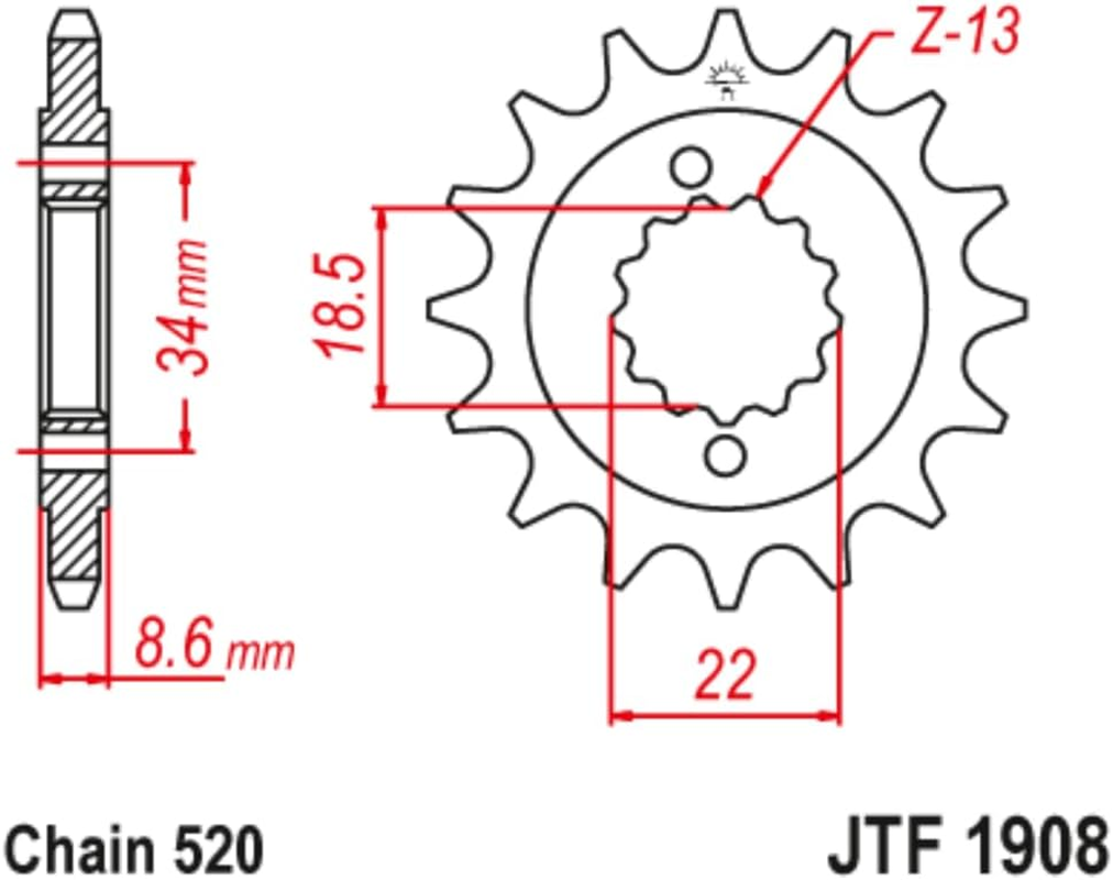 JT Sprockets JTF1908.15RB 15 Tooth Rubber Cushioned Front Countershaft Sprocket image number 1
