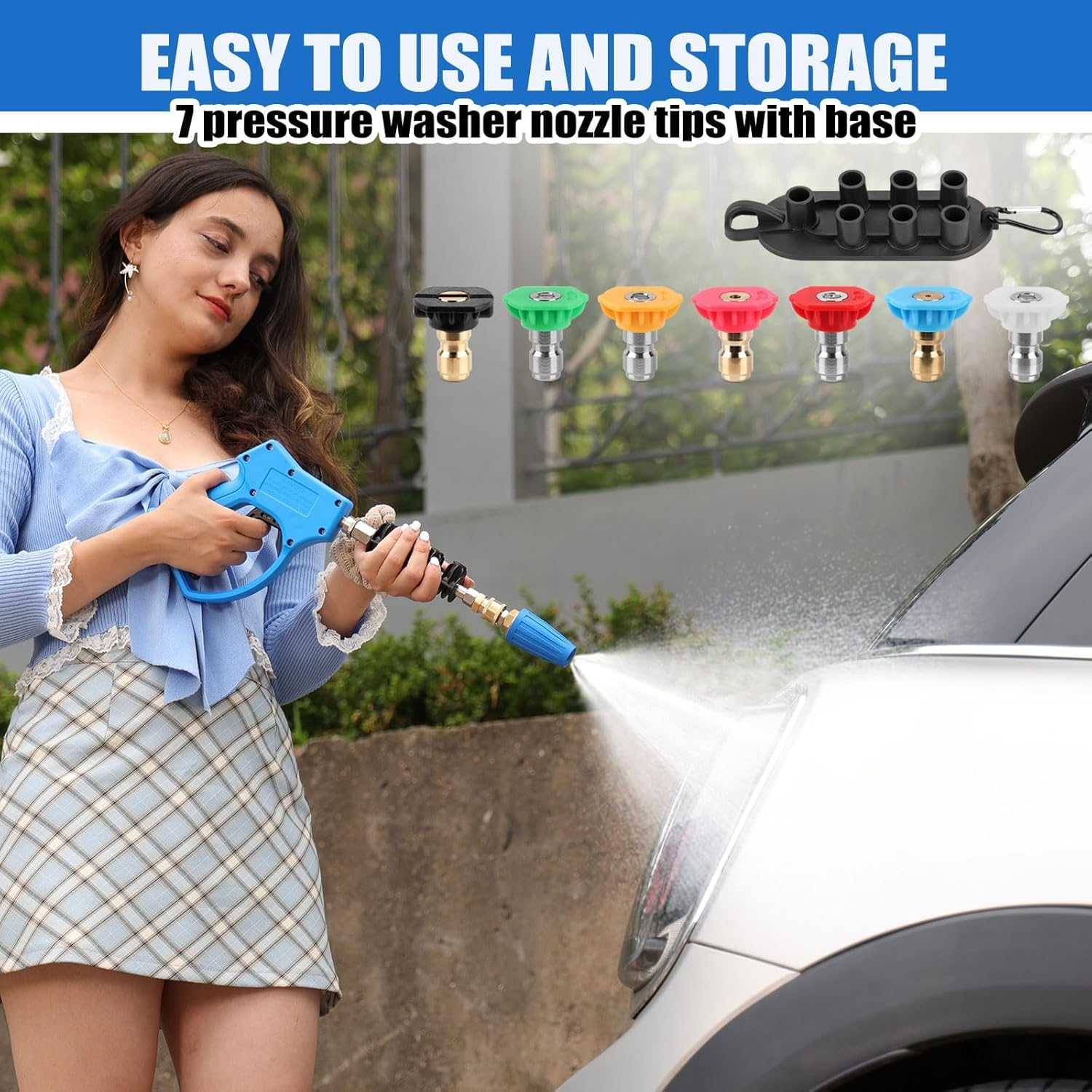 Turbo Nozzle Pressure Washer, 4000 PSI Rotating Power Washer Nozzles Max 5000 PSI with 1/4&rdquo; and 3/8&rdquo; Quick Connect, 7 Pressure Washer Accessories for Concrete, Brick, Driveway, Patio(4.0 GPM) image number 4