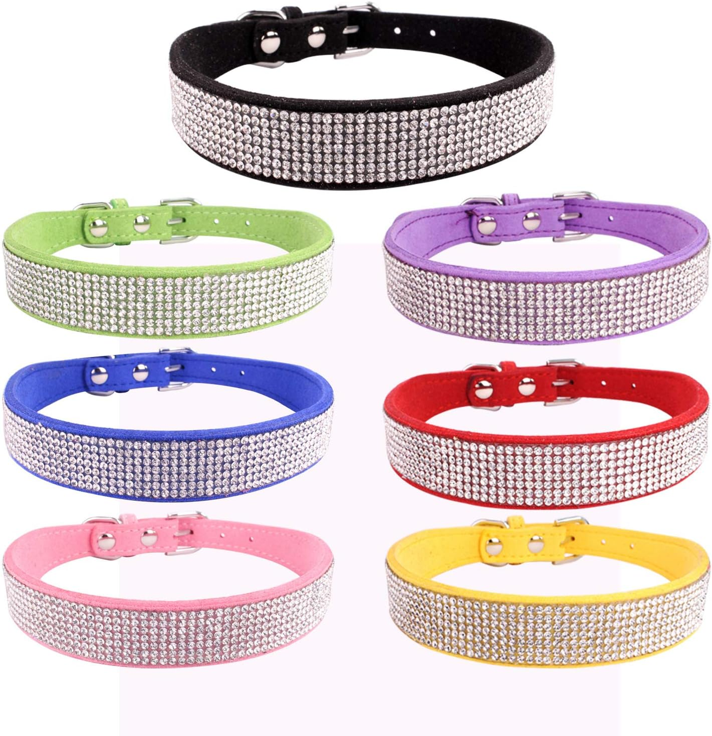Dog Collar Dazzling Sparkling Crystal Rhinestone Adjustable Puppy Cat Pet Collars Rose Red Small image number 3