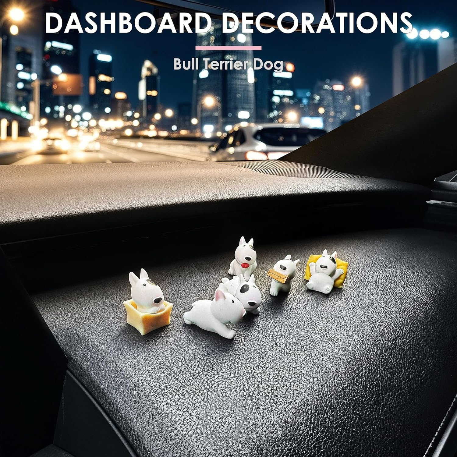 6 Pcs Cartoon Bull Terrier Dog Decor Interior Rearview Mirror Accessories Cute Figure Ornaments Dashboard Decorations Funny Trim Creative Decorate Exterior Unique Small Gifts for Truck Sedan Owners image number 2