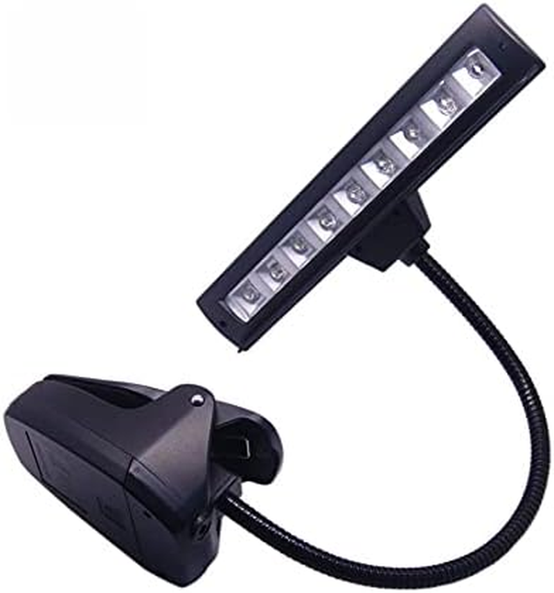 Music Stand Light, 9 Leds Clip on Reading Light - 2 Level Brightness Settings, Powered by Batteries or USB, Perfect for Piano, Reading, Music Performance, Sewing, Bedside Table, Office Desk image number 3