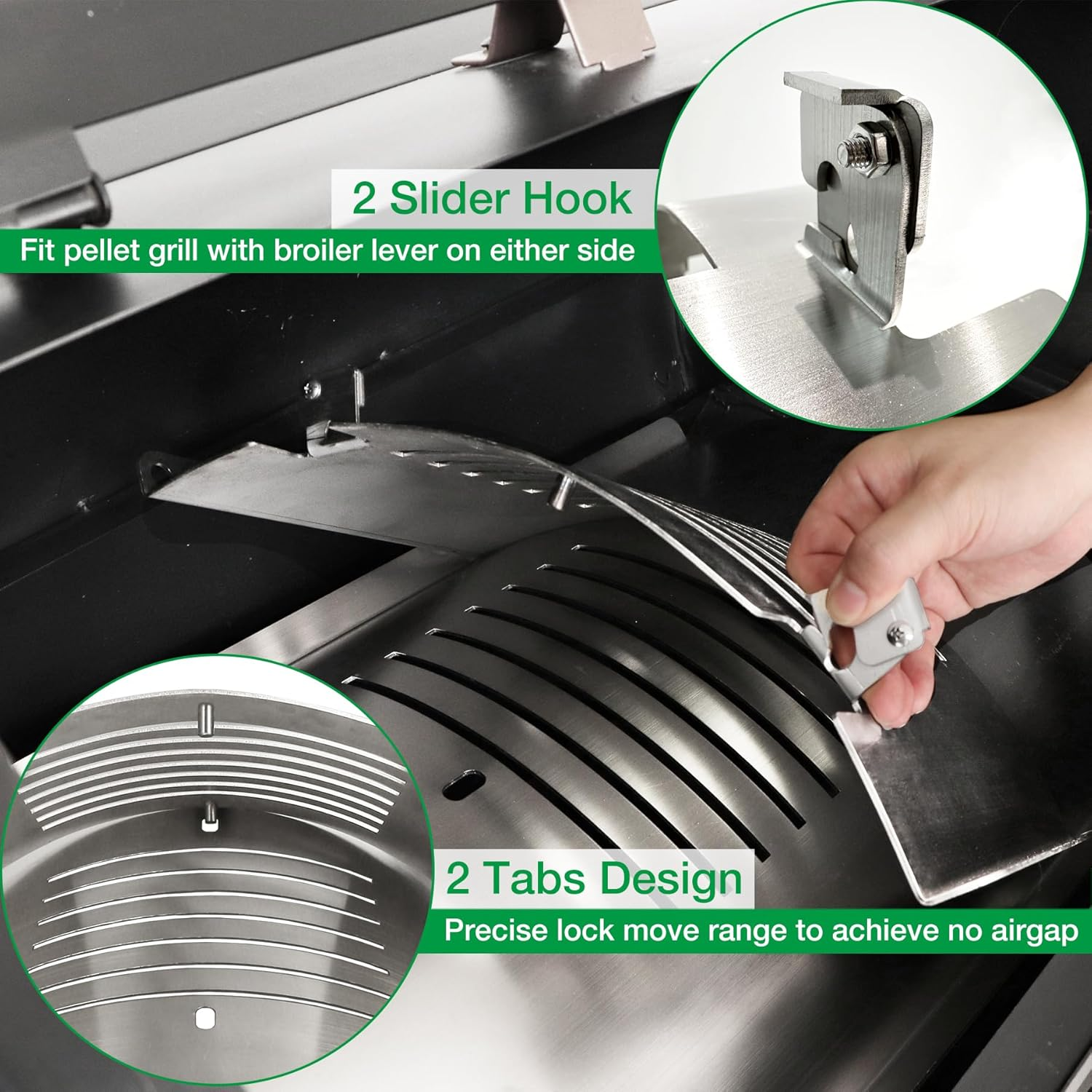 Flame Broiler Kit for Pit Boss 850 820 Series Pellet Grills Replacement Parts Pitboss Diffuser Heat Deflector Plate Slide Cover 74518 N Bottom Plate 74519 Smoker BBQ Accessories image number 5