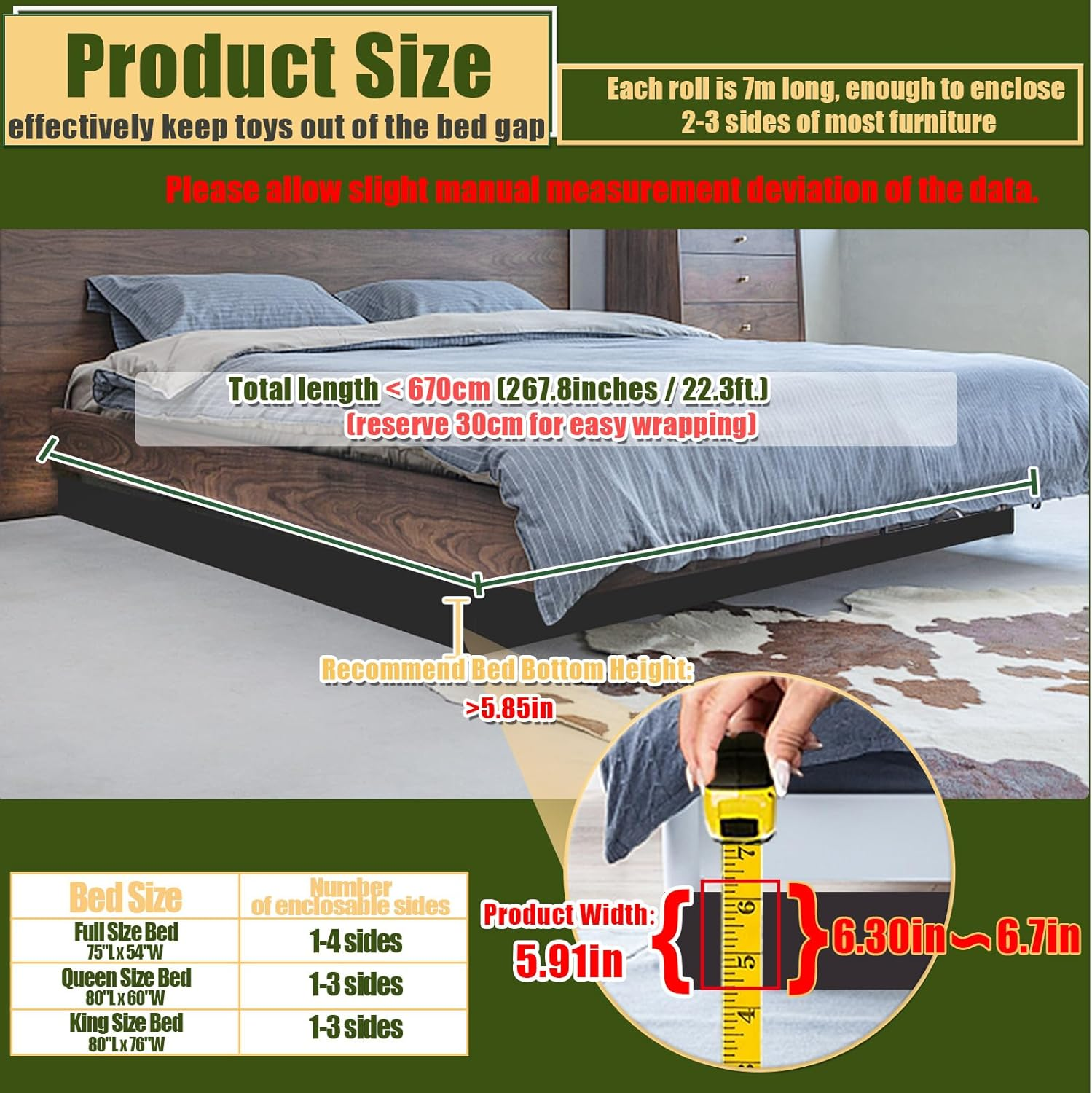 STAY GENT Toy Blocker for under Bed and under Couch, under Couch Blocker under the Bed Gap Blocker Bumpers to Stop Kids Pets Dogs and Cats Toys Going under Furniture Gaps, 15Cm X 7M image number 5