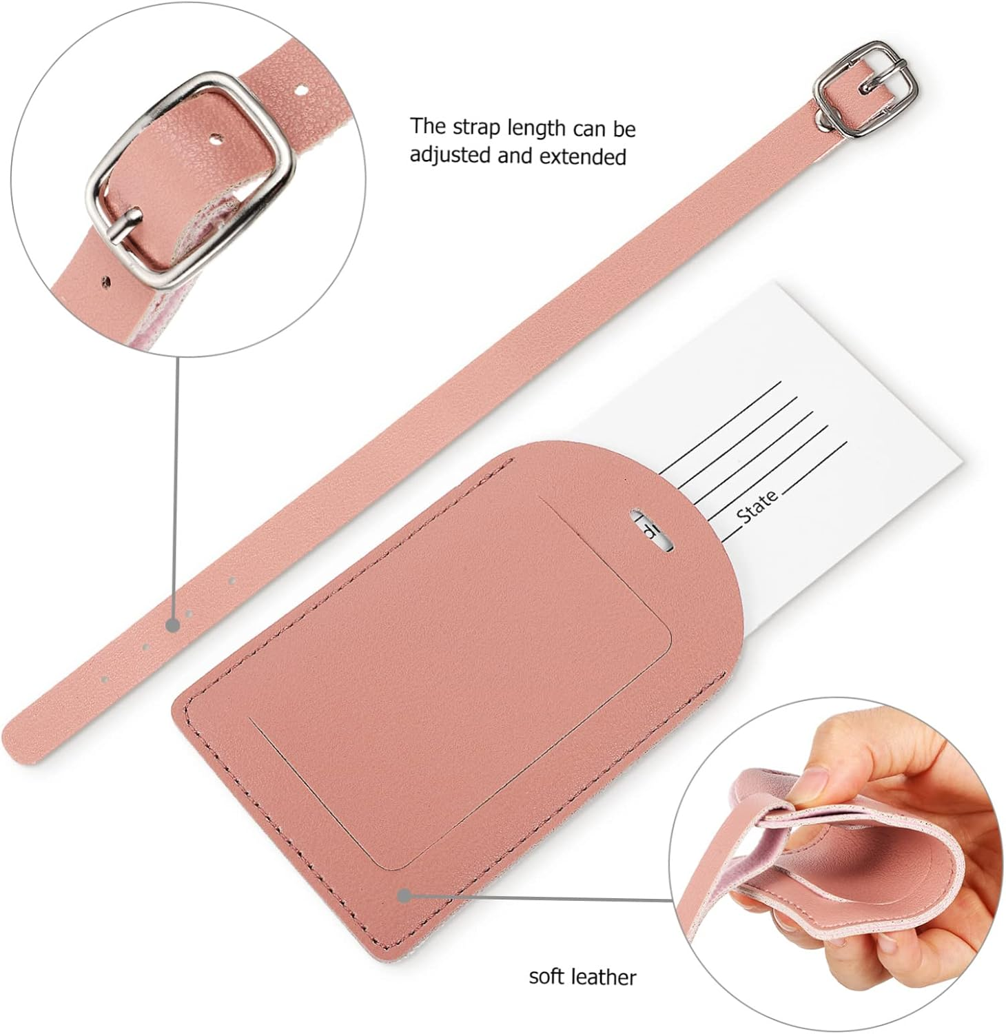 8Pcs Leather Luggage Tags Suitcase Labels Travel Accessories Baggage Tag for Luggage Identification image number 5