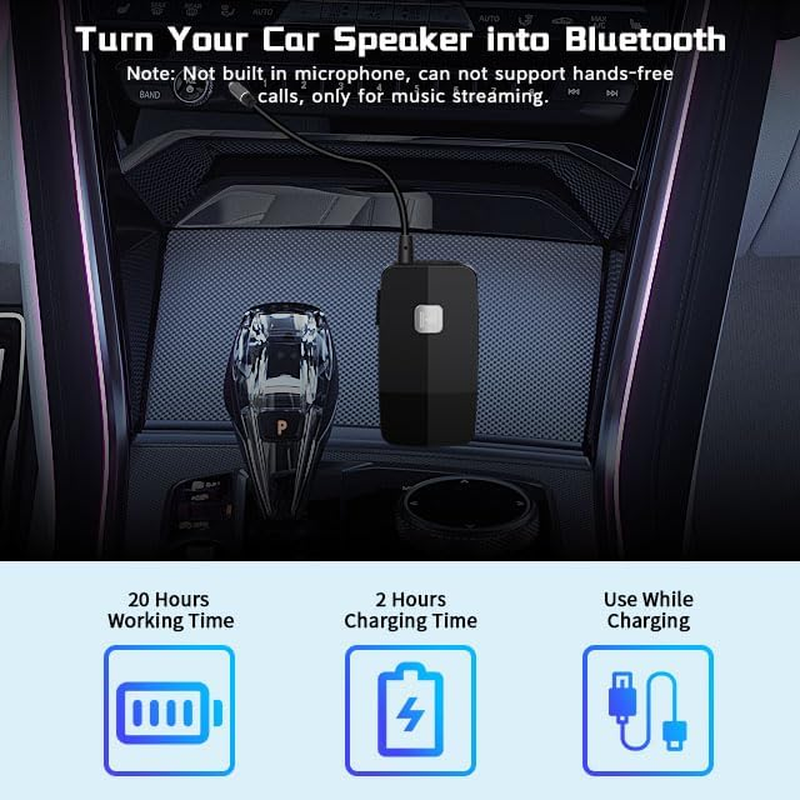 Idigmall Advanced Bluetooth 5.4 Receiver for Home Stereo, Wireless Audio Adapter for Wired Speaker Car Stereo Music Streaming with 3.5Mm RCA Jack, 20 Hours Playtime, Easy to Slide On/Off, Multi-Point image number 3