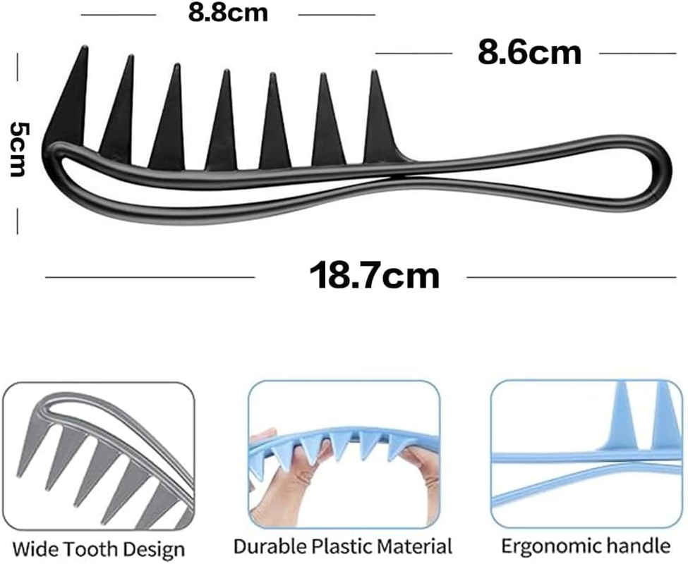 Visxcnu Pack of 5 Wide Teeth Combs Salon Large Combs Comb with Wide Teeth for Curly Hair Afro Comb Curling Comb Hairdressing for Detangling Hair Shower Comb Hairstyle Tool for Hairdressing Salon image number 2