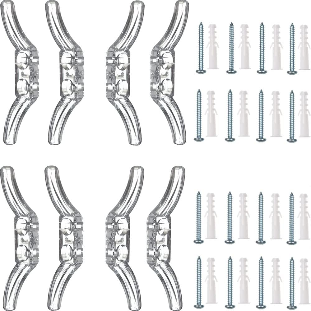 8Pcs Clear Cord Cleat for Child Safety and 16Pcs Screws for Drapery/Blinds Plastic Safety Rope Cleats Transparent Pull Cord Winders image number 1