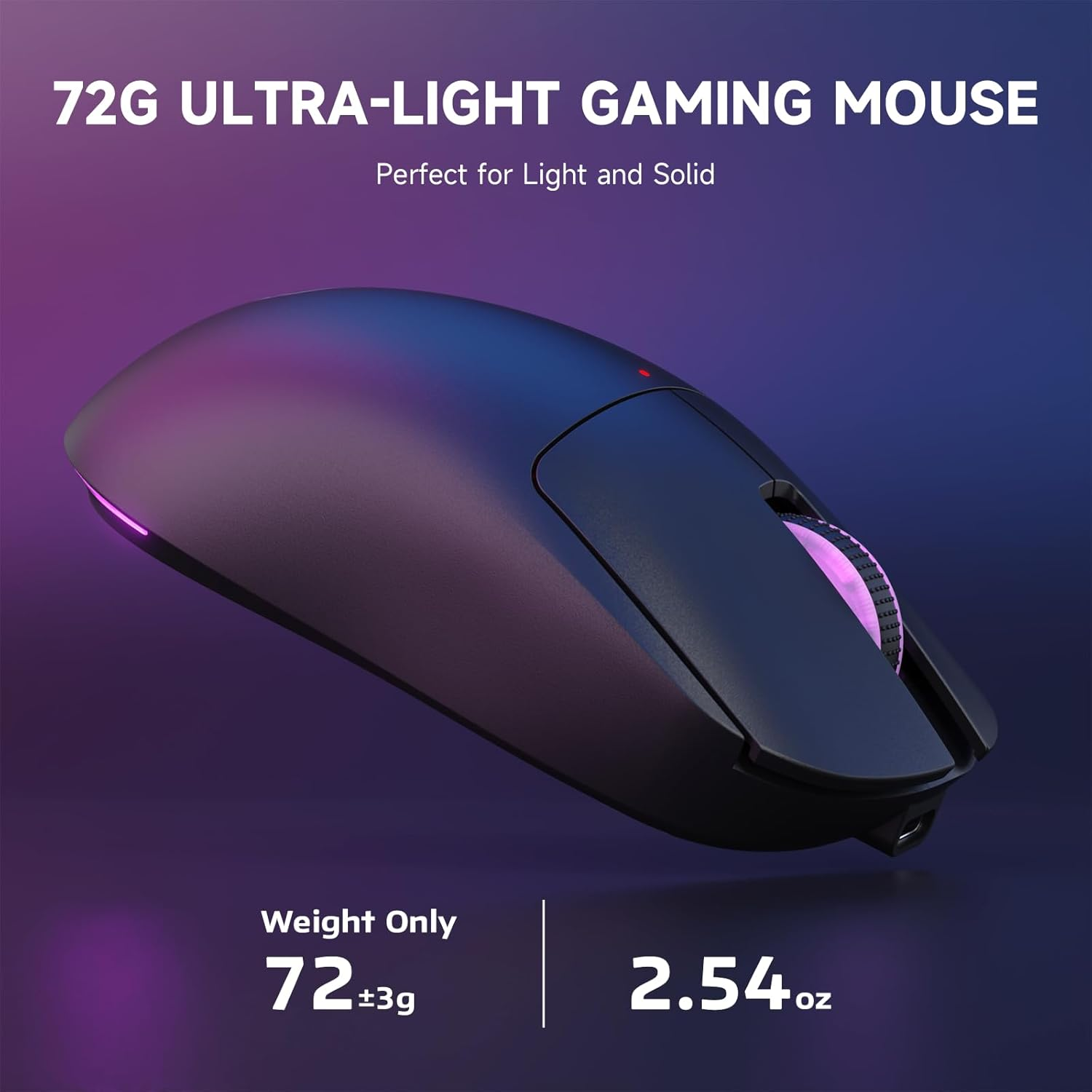 MAGIC-REFINER G6 Wireless Gaming Mouse,24000 DPI Adjustable,72G Lightweight Mouse,1000Hz Polling Rate,Tir-Mode BT/2.4G/ Wired Gaming Mouse,750Mah Battery,With Grip Tape for Gamer/Office/Pc/Mac,Black - Black image number 3