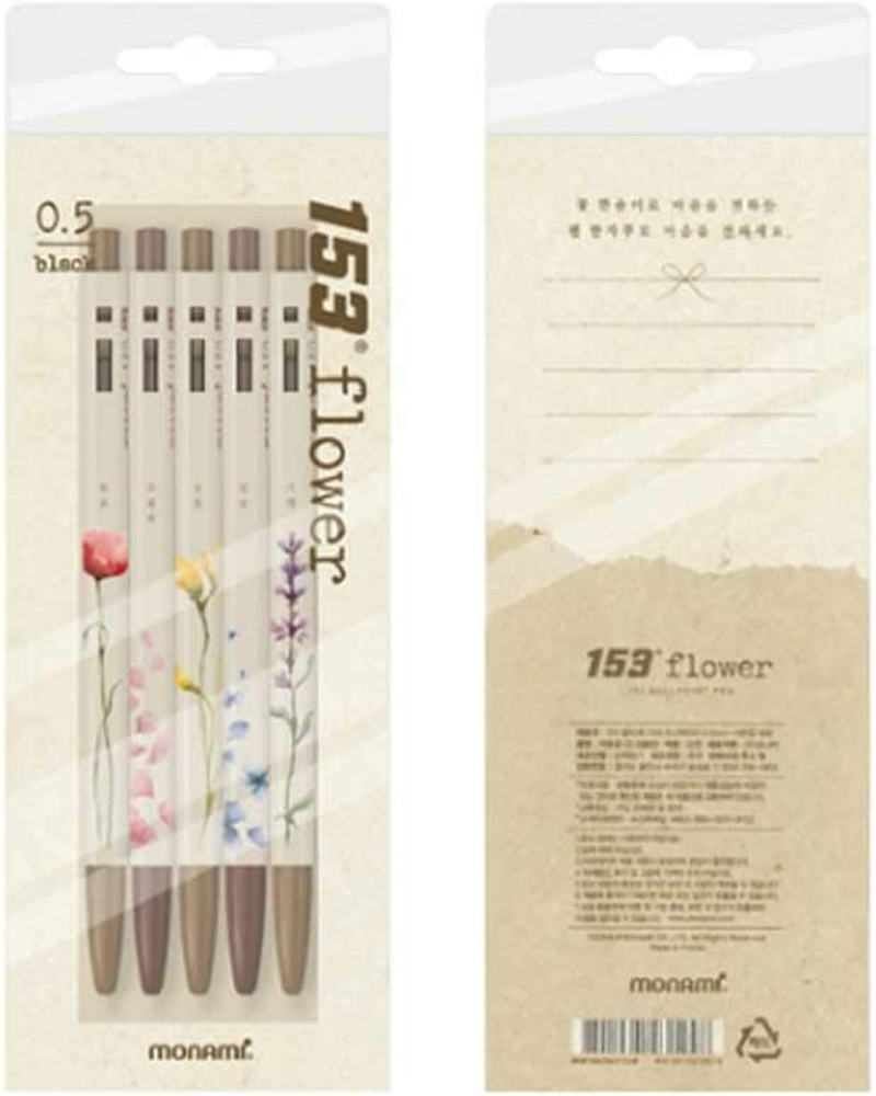 MONAMI 153 Flower Ballpoint Pens Ink Black 1 Set image number 1