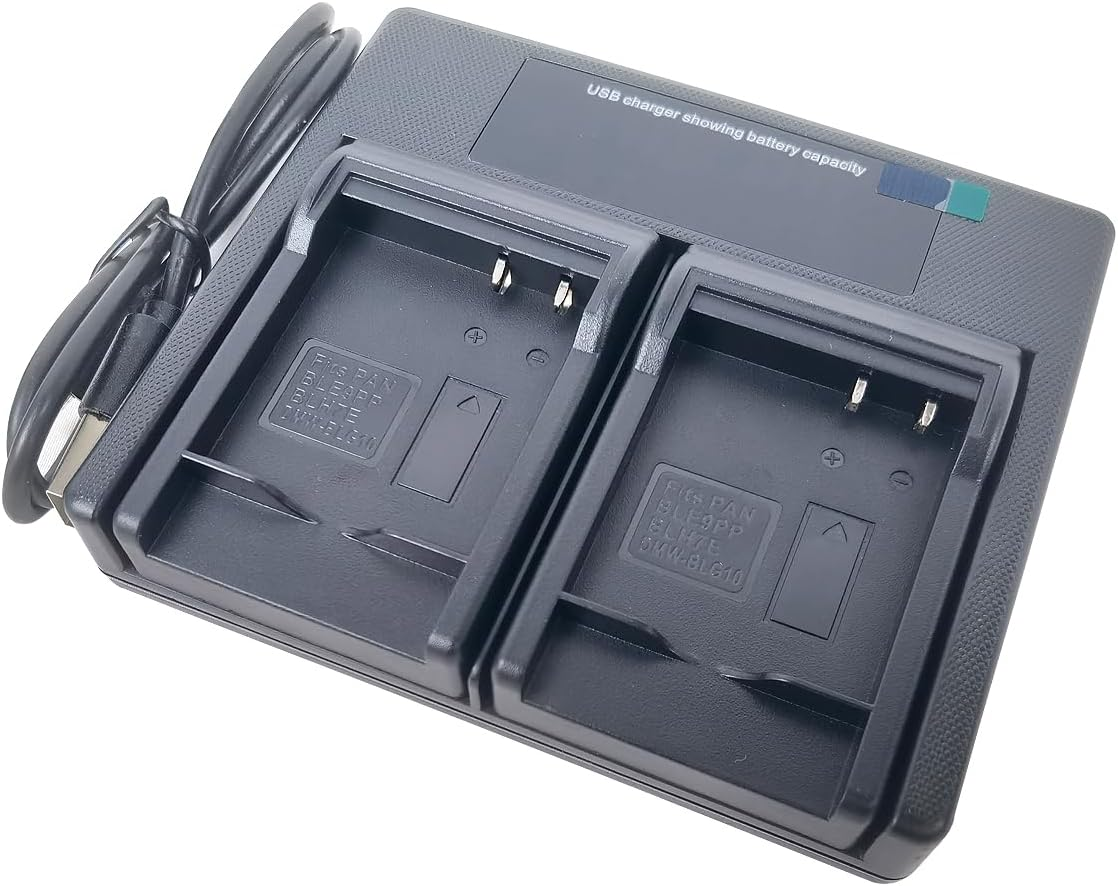 USB Dual Battery Charger for Panasonic DMW-BLE9E DMW-BLE9PP DMW-BLE9 DMW-BLG10E DMW-BLG10 DMW-BLH7E Lumix DMC-LX100 DC-TZ100 DC-TZ90 DMC-GX7 DMC-GX85 DMC-GF3 DMC-GF5 DMC-GF6 Camera image number 4
